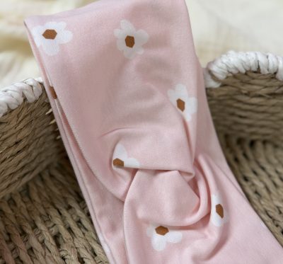 Twist Stirnband Größe L (Blumen Rosa)