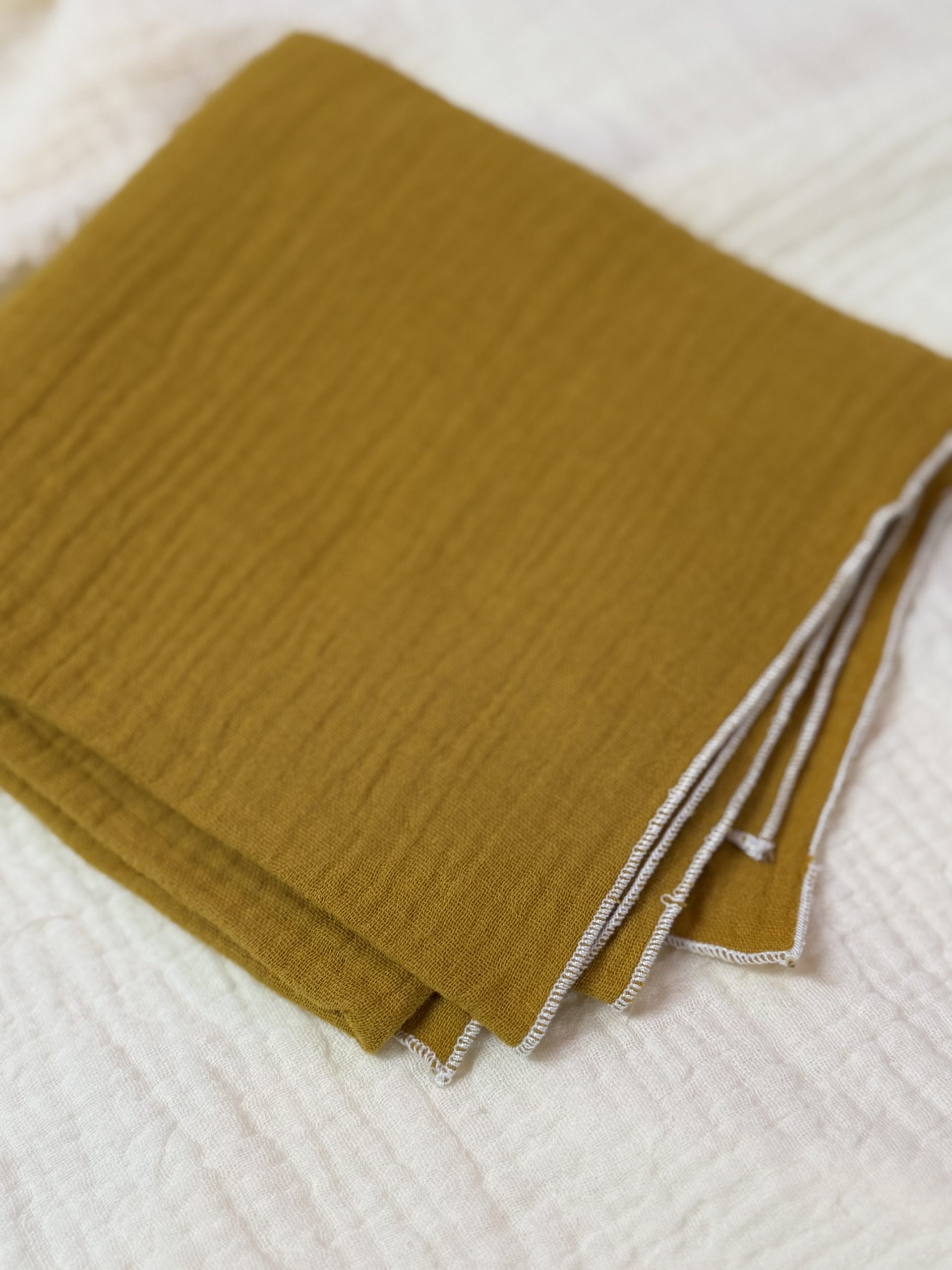 Musselin Halstuch (Senfgelb weisser Rand)
