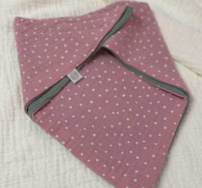 Dreieckstuch (Rosa weisse Punkte Grün)