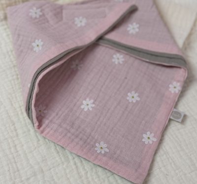 Dreieckstuch (Rosa weisse Blumen Grau)